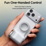Supporto magnetico per fotocamera, telecomando wireless Bluetooth con zoom, stabilizzatore fotografico portatile., White Without Light