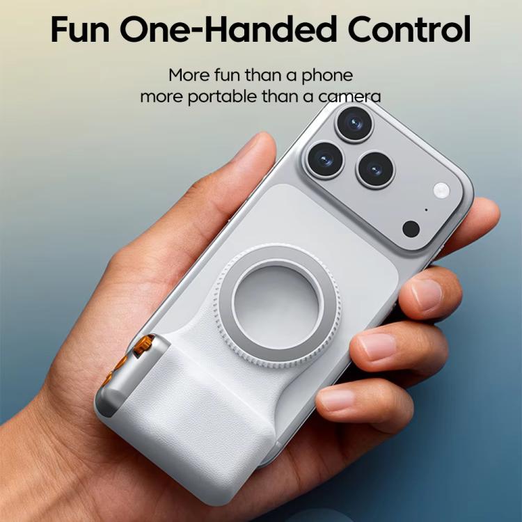 Supporto magnetico per fotocamera, telecomando wireless Bluetooth con zoom, stabilizzatore fotografico portatile., White Without Light