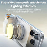 Supporto magnetico per fotocamera, telecomando wireless Bluetooth con zoom, stabilizzatore fotografico portatile., White Without Light