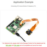 Cavo flessibile Waveshare CSI FPC da 22 pin a 15 pin per moduli telecamera CSI per Raspberry Pi 5., 200mm, 300mm, 500mm