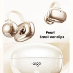 Auricolari wireless Bluetooth a conduzione ossea aigo CJ195, circumaurali con clip, ideali per lo sport e la corsa.