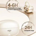 Auricolari wireless Bluetooth a conduzione ossea aigo CJ195, circumaurali con clip, ideali per lo sport e la corsa.