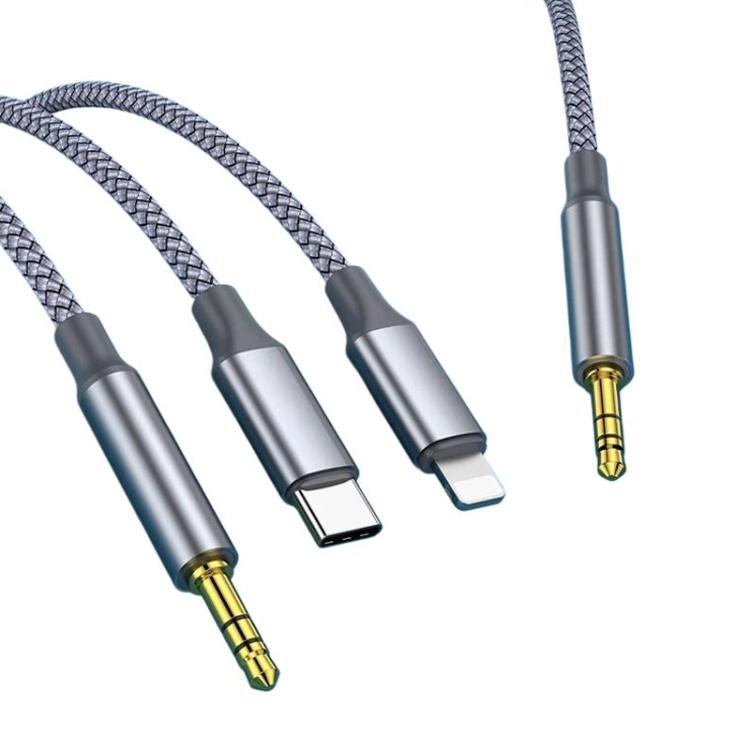 Adattatore cavo audio 3,5 mm 3 in 1 con cavo intrecciato