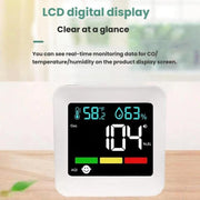 Monitor di qualità dell'aria 5 in 1 con spina, rilevatore di CO, gas combustibili, AQI, temperatura e umidità con allarme., DM296