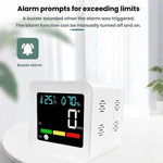 Monitor qualità aria 5 in 1 con allarme CO e gas combustibili