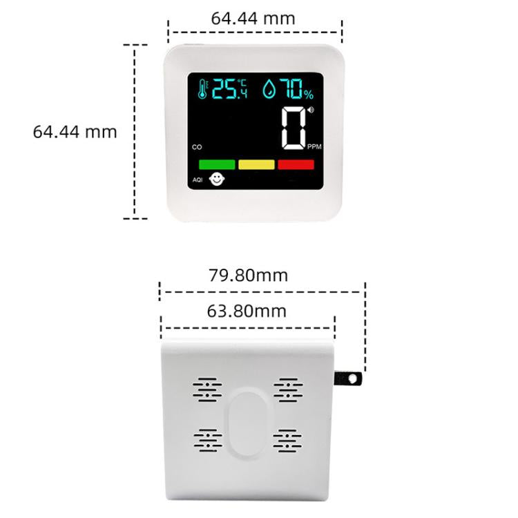 Monitor qualità aria 5 in 1 con allarme CO e gas combustibili