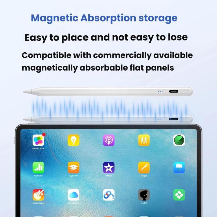 Per iPad 2018 o successivi Indicatore di alimentazione a tre LED Stilo capacitivo attivo anti-clic accidentale Sensibile all'inclinazione Sensibile alla pressione
