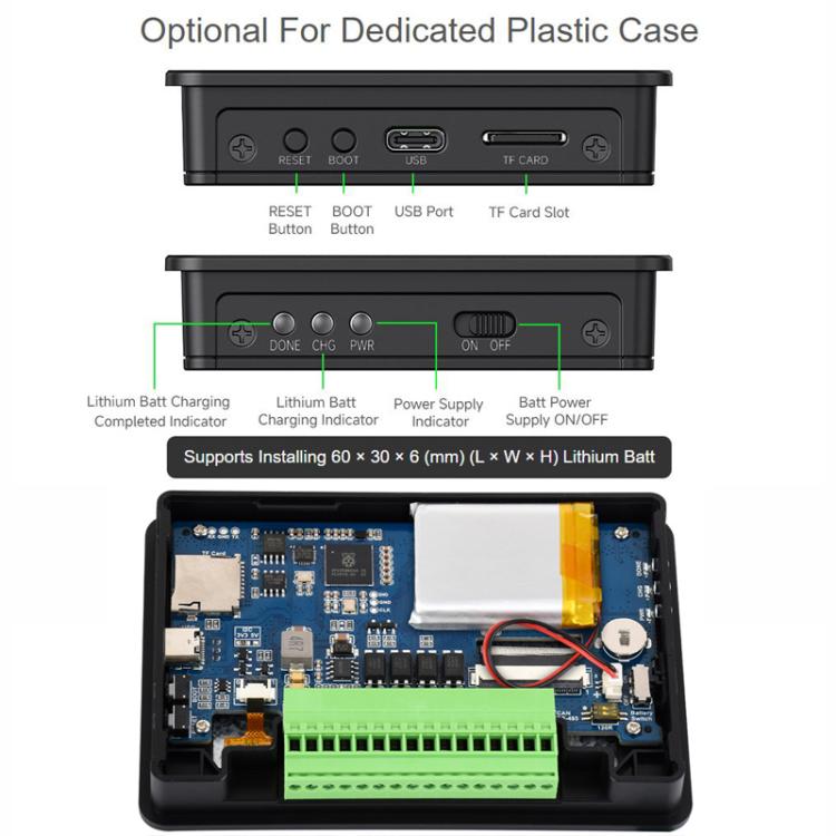 Scheda di sviluppo per display touch capacitivo WAVESHARE RP2350 da 4,3 pollici, Without Case, With Plastic Case