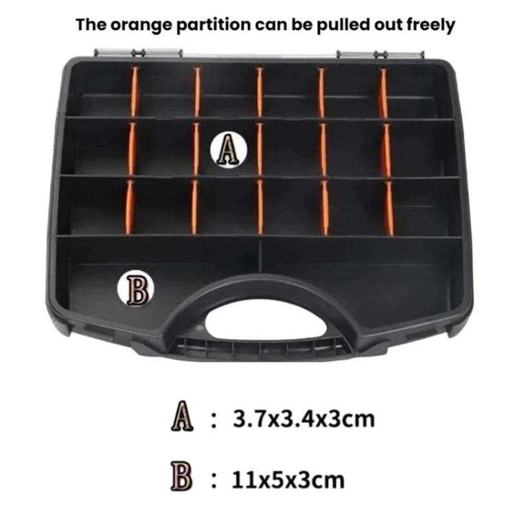 Cassetta degli attrezzi portatile in plastica con scomparti, contenitore per componenti metallici., Black
