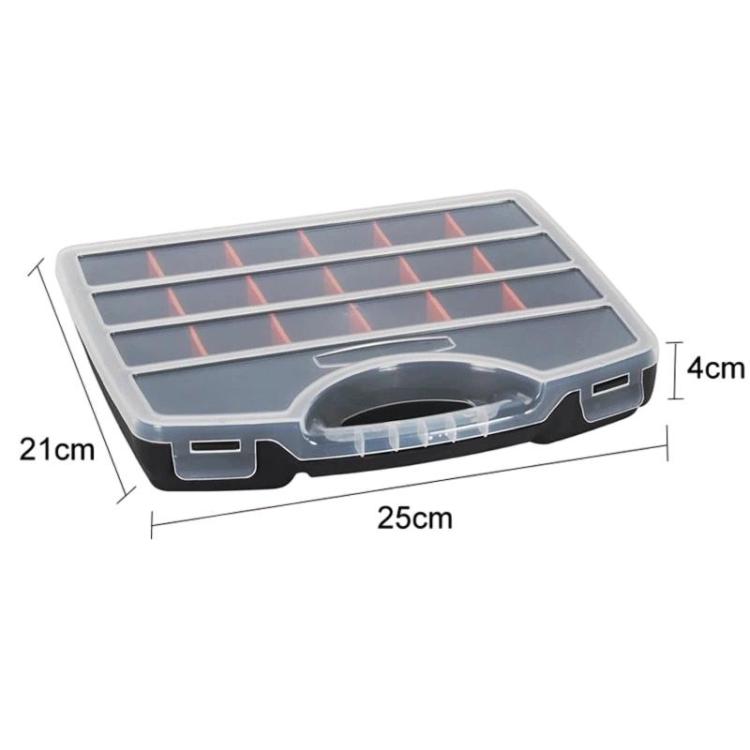 Cassetta degli attrezzi portatile in plastica con scomparti, contenitore per componenti metallici., Black