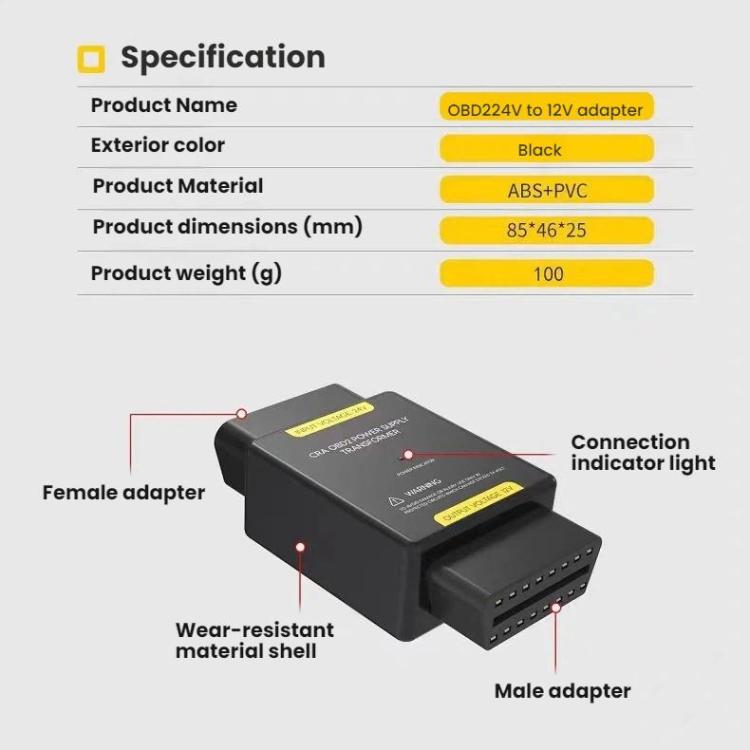 Convertitore di potenza 24V a 12V per OBD auto