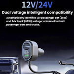Accendisigari auto 120W con display tensione e cavo a molla