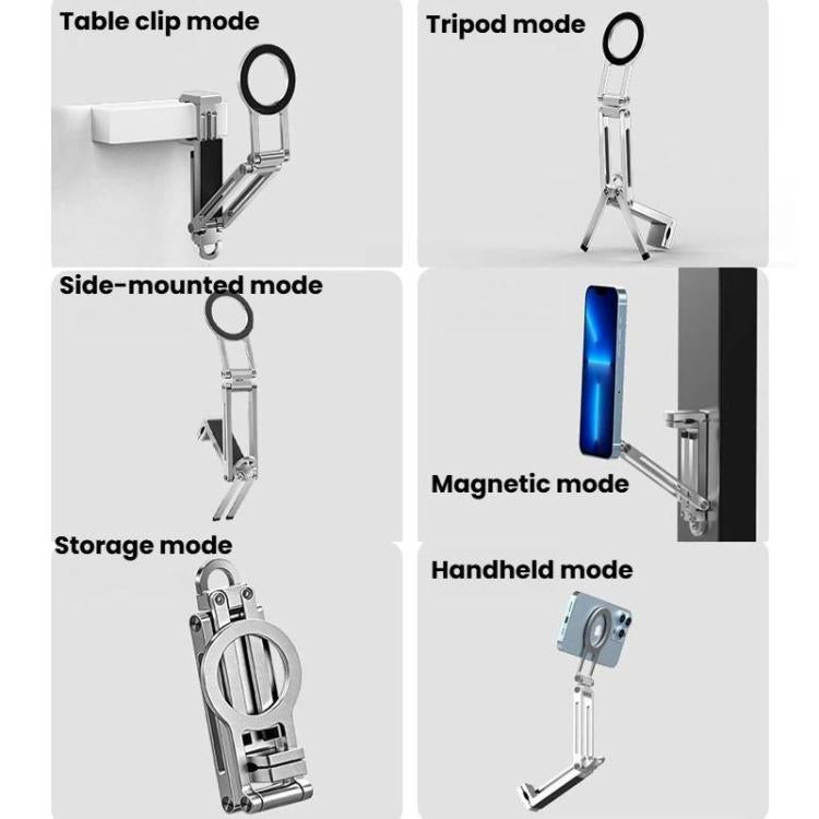 Supporto magnetico da tavolo ultra sottile e pieghevole per telefono, treppiede portatile per telefono