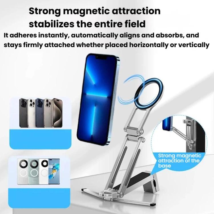 Supporto magnetico da tavolo ultra sottile e pieghevole per telefono, treppiede portatile per telefono