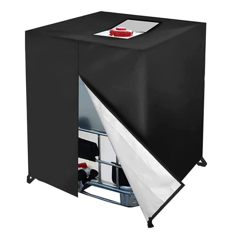 Telo di copertura in tessuto Oxford 210D per serbatoi IBC da 1000 litri, impermeabile, antipolvere e termoisolante, con cerniera e fibbie.