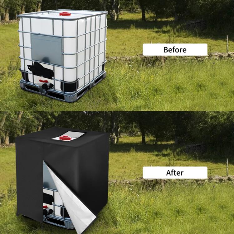 Telo di copertura in tessuto Oxford 210D per serbatoi IBC da 1000 litri, impermeabile, antipolvere e termoisolante, con cerniera e fibbie.