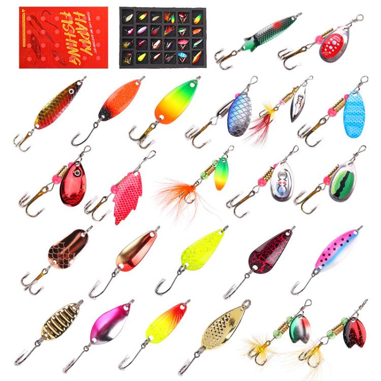 24 pezzi/scatola Esca artificiale con triplo amo e flashbait per la pesca