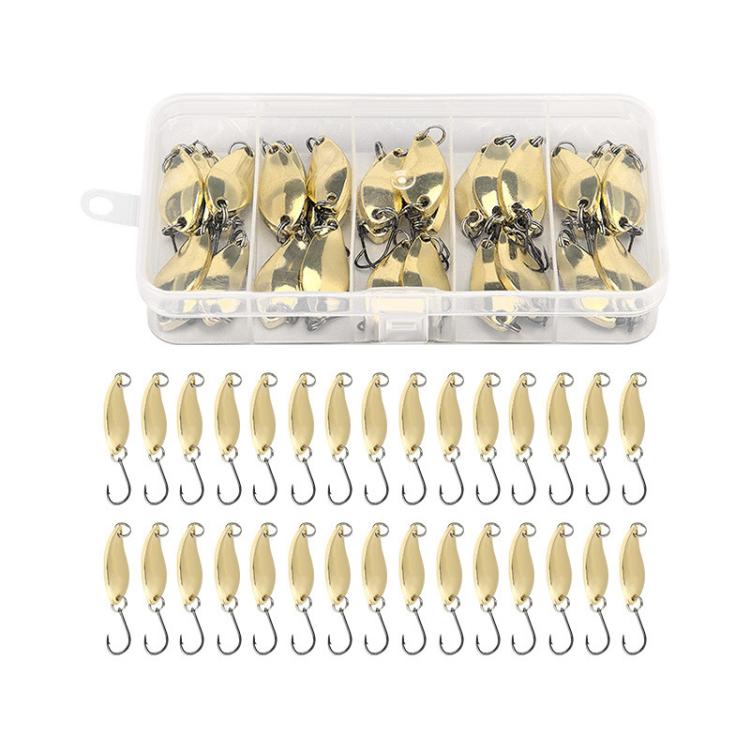 30 pezzi/scatola Esca rotante stagnata Attrezzatura da pesca Esca rigida Esca rotante biomimetica, Gold 2.5g, Gold 3.5g, Gold 5g, Silver 2.5g, Silver 3.5g, Silver 5g