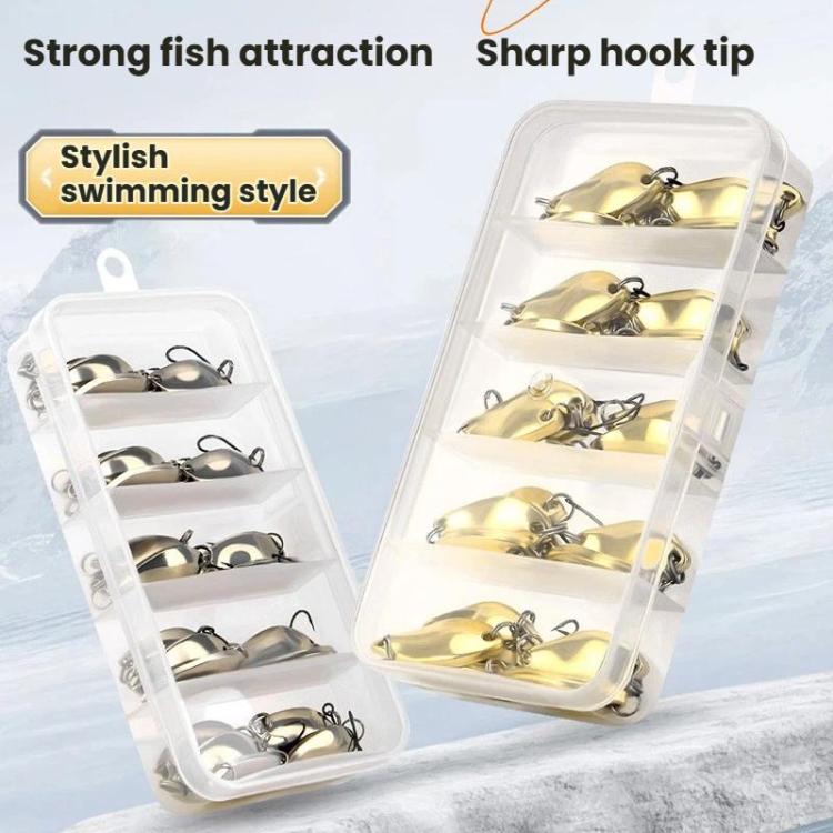30 pezzi/scatola Esca rotante stagnata Attrezzatura da pesca Esca rigida Esca rotante biomimetica, Gold 2.5g, Gold 3.5g, Gold 5g, Silver 2.5g, Silver 3.5g, Silver 5g