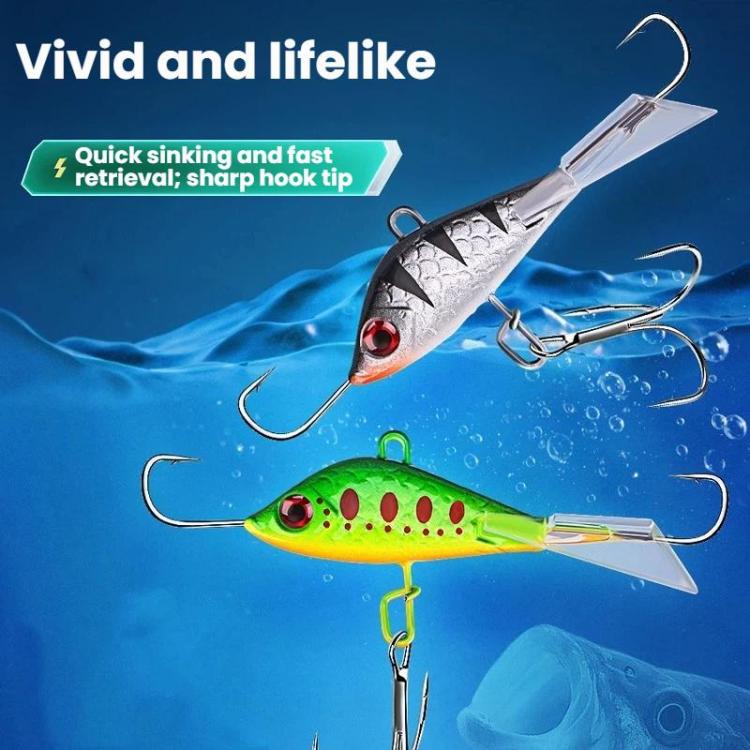 Esca bilanciata per pesca sul ghiaccio, modello B, 7,4 cm, 15 g, piccola esca metallica a forma di pesce foraggio.