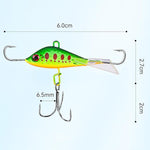 Esca bilanciata per pesca sul ghiaccio, modello B, 7,4 cm, 15 g, piccola esca metallica a forma di pesce foraggio.