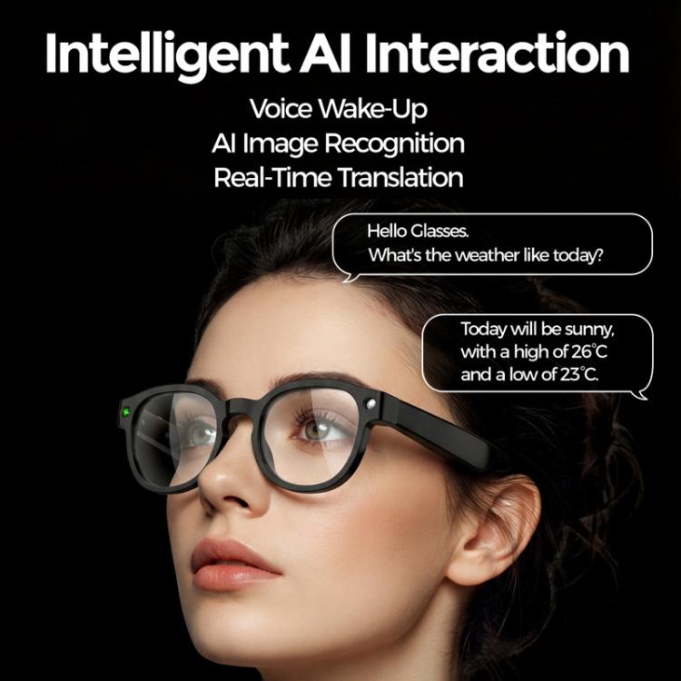 Gli occhiali intelligenti AIMB-S1 supportano una fotocamera da 2 MP, registrazione video a 1080p, registrazione audio e traduzione tramite IA.