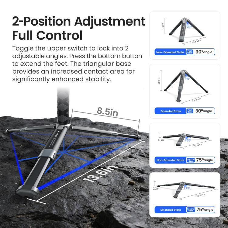 aMagins Treppiede estensibile in metallo per fotocamere sportive, mirrorless e smartphone, AM38