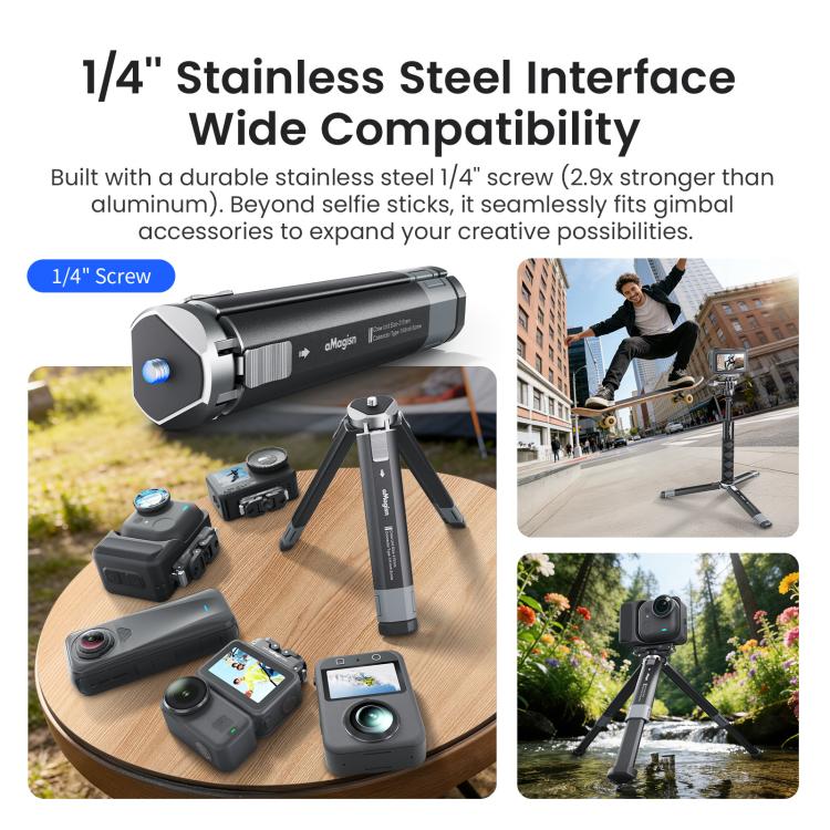 aMagins Treppiede estensibile in metallo per fotocamere sportive, mirrorless e smartphone, AM38