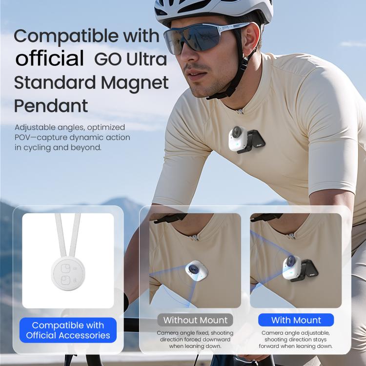 Per Insta360 GO Ultra Supporto magnetico Easy Clip AMagisn con angolo regolabile a 180 gradi per riprese POV flessibili