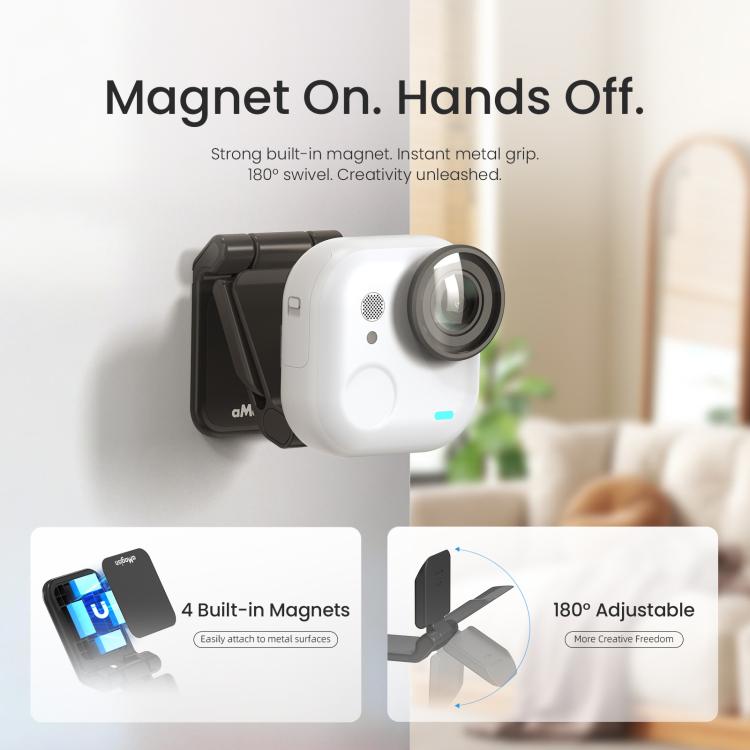 Per Insta360 GO Ultra Supporto magnetico Easy Clip AMagisn con angolo regolabile a 180 gradi per riprese POV flessibili