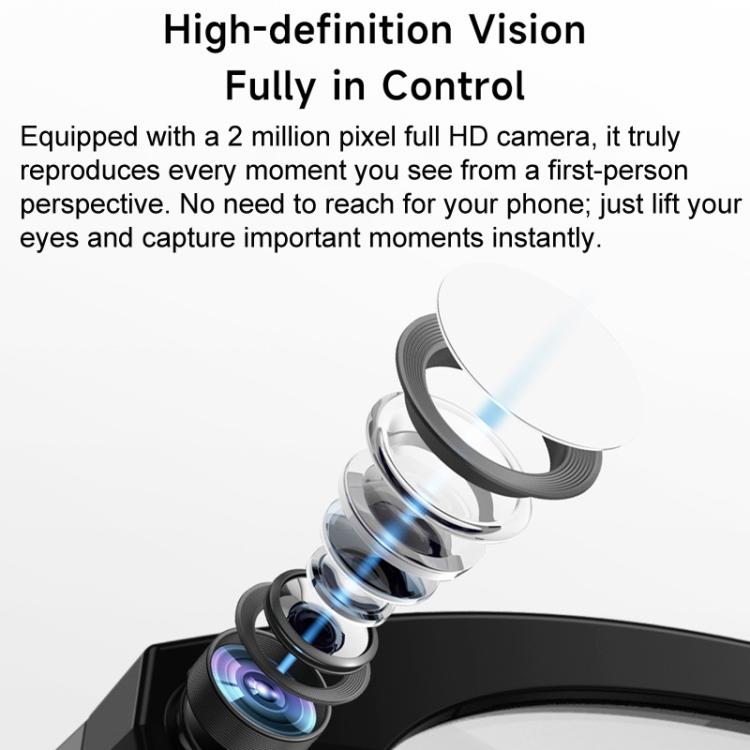 Gli occhiali intelligenti M88 supportano una fotocamera da 2 MP, registrazione video a 720p, traduzione simultanea tramite IA e riconoscimento umano.