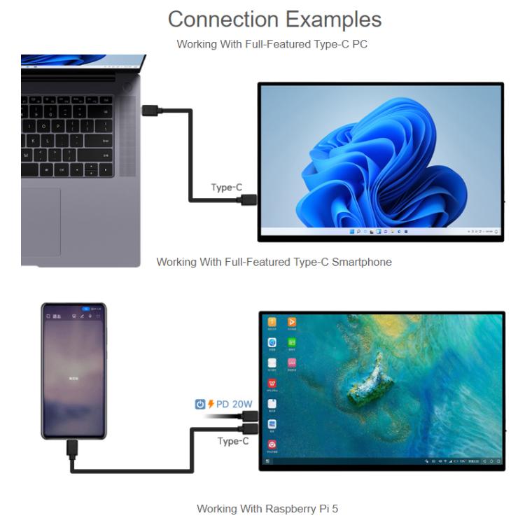 Pannello touchscreen IPS portatile 16" 4K Waveshare con custodia