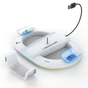 Supporto verticale ipega per PS5 Pro/Slim con caricabatterie per controller, gancio per cuffie e anello luminoso a LED.