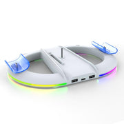 Supporto verticale ipega per PS5 Pro/Slim con caricabatterie per controller, gancio per cuffie e anello luminoso a LED.