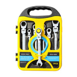 Set di 7 chiavi a cricchetto a doppia trasmissione da 8-19 mm con sgancio rapido e impugnatura antiscivolo., Fixed Head, Flex Head