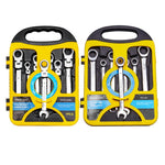 Set di 7 chiavi a cricchetto a doppia trasmissione da 8-19 mm con sgancio rapido e impugnatura antiscivolo., Fixed Head, Flex Head
