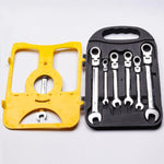 Set di 7 chiavi a cricchetto a doppia trasmissione da 8-19 mm con sgancio rapido e impugnatura antiscivolo., Fixed Head, Flex Head