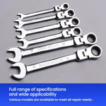 Set di 7 chiavi a cricchetto a doppia trasmissione da 8-19 mm con sgancio rapido e impugnatura antiscivolo., Fixed Head, Flex Head