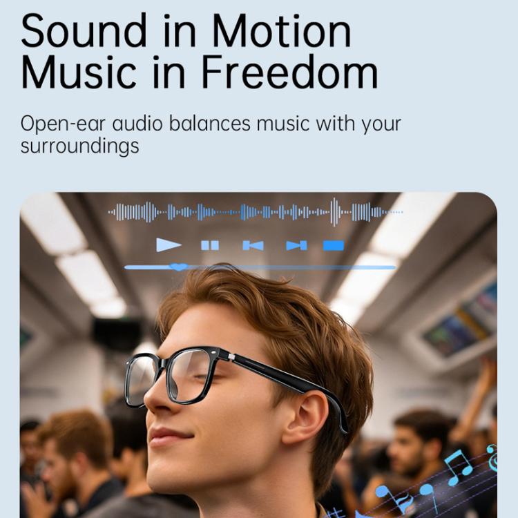 Occhiali intelligenti V6 con protezione UV massima, supporto per chiamate Bluetooth, riproduzione musicale e assistente AI.
