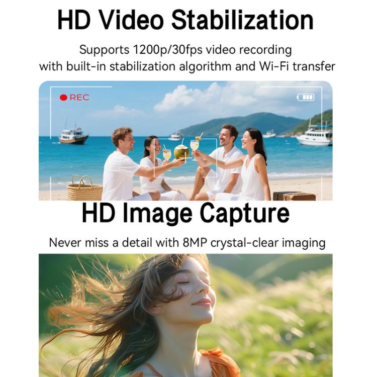 Gli occhiali intelligenti AIMB-G2 supportano una fotocamera da 8 MP, la traduzione tramite IA, il riconoscimento umano e la registrazione audio.