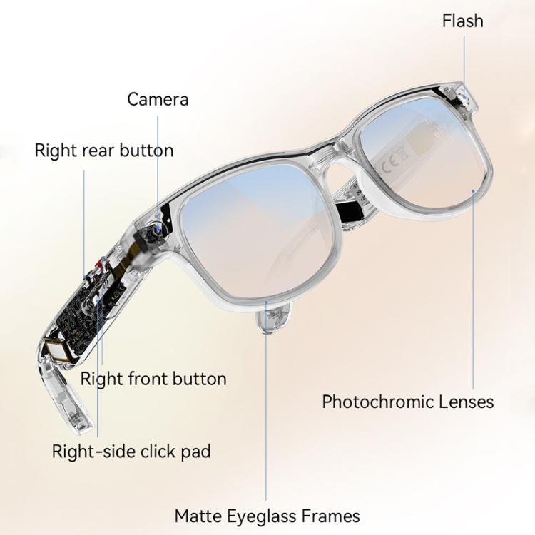 Gli occhiali intelligenti AIMB-G2 supportano una fotocamera da 8 MP, la traduzione tramite IA, il riconoscimento umano e la registrazione audio.