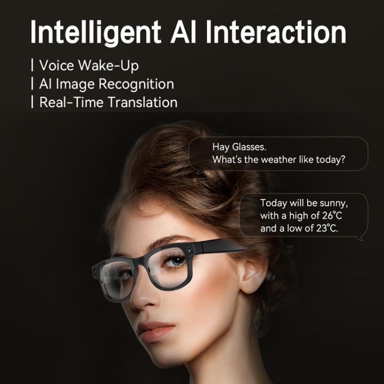 Gli occhiali intelligenti AIMB-G2 supportano una fotocamera da 8 MP, la traduzione tramite IA, il riconoscimento umano e la registrazione audio.
