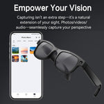 Gli occhiali intelligenti AIMB-G2 supportano una fotocamera da 8 MP, la traduzione tramite IA, il riconoscimento umano e la registrazione audio.