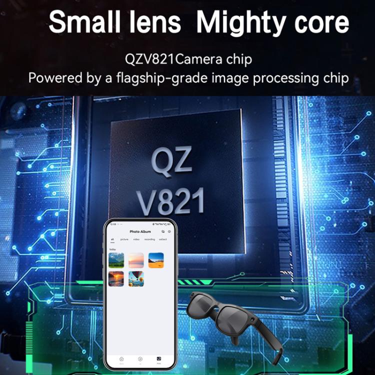 Gli occhiali intelligenti AIMB-G2 supportano una fotocamera da 8 MP, la traduzione tramite IA, il riconoscimento umano e la registrazione audio.