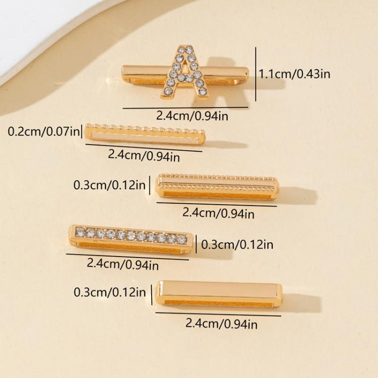Set di 5 anelli decorativi per cinturino, ciondoli con lettere, accessori per cinturino, A, B, C, D, E, F, G, J, K, L, M, R, S