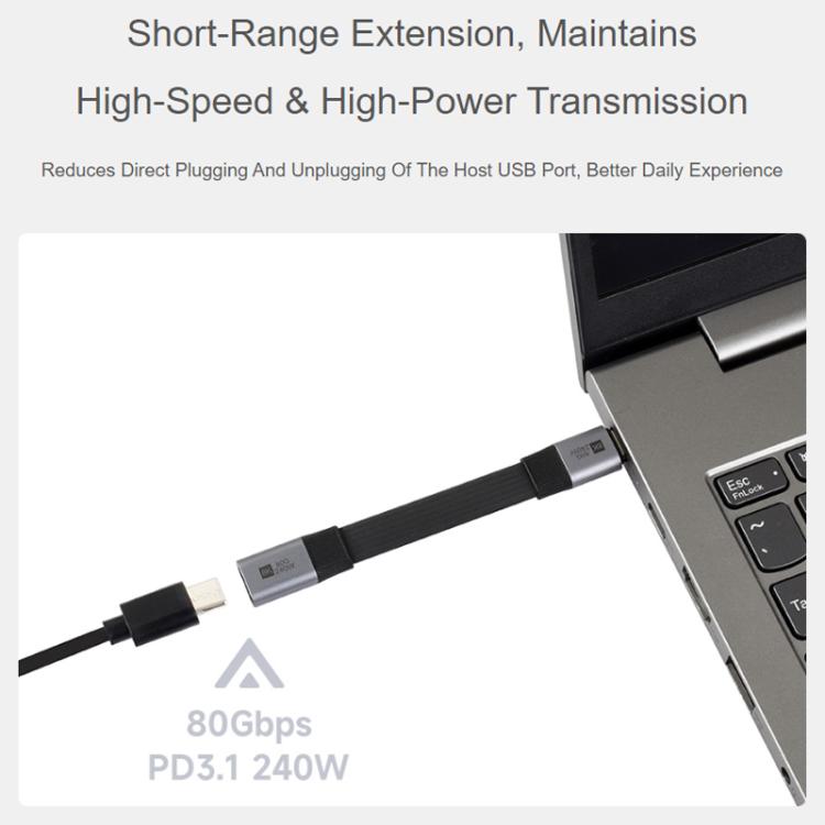 WAVESHARE USB4 V2.0 Type-C Extension Cable 80Gbps High-Definition Video Transmission, Straight Head, 90-Degree Bend Head