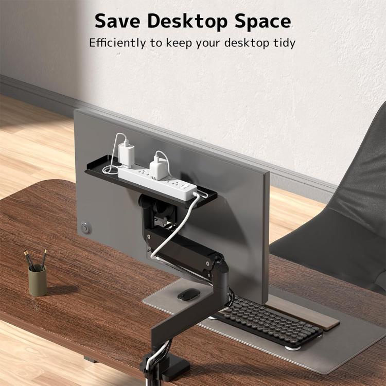 Behind The Monitor Organizer Shelf VESA Mount Tray Hidden Storage for Mini PC, Headphones & Speakers, KXD2522