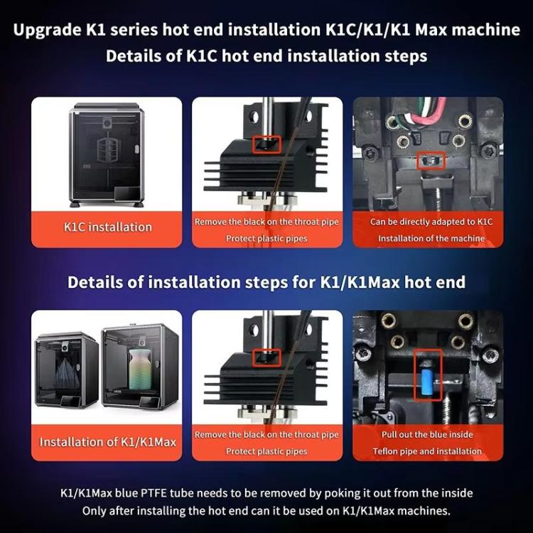 Kit Hot End in ceramica ad alto flusso per stampanti Creality K1 / K1C / K1 Max., 0.2mm, 0.4mm, 0.6mm, 0.8mm, Without Heatsink 0.2mm, Without Heatsink 0.4mm, Without Heatsink 0.6mm, Without Heatsink 0.8mm, 0.2mm For Machines After 2025                 ...