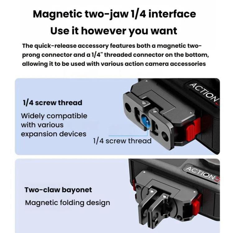 Supporto magnetico girevole a sgancio rapido in lega di alluminio per action camera, For Osmo Action 5 Pro / 4 / 3, For Osmo Action 6 / Nano