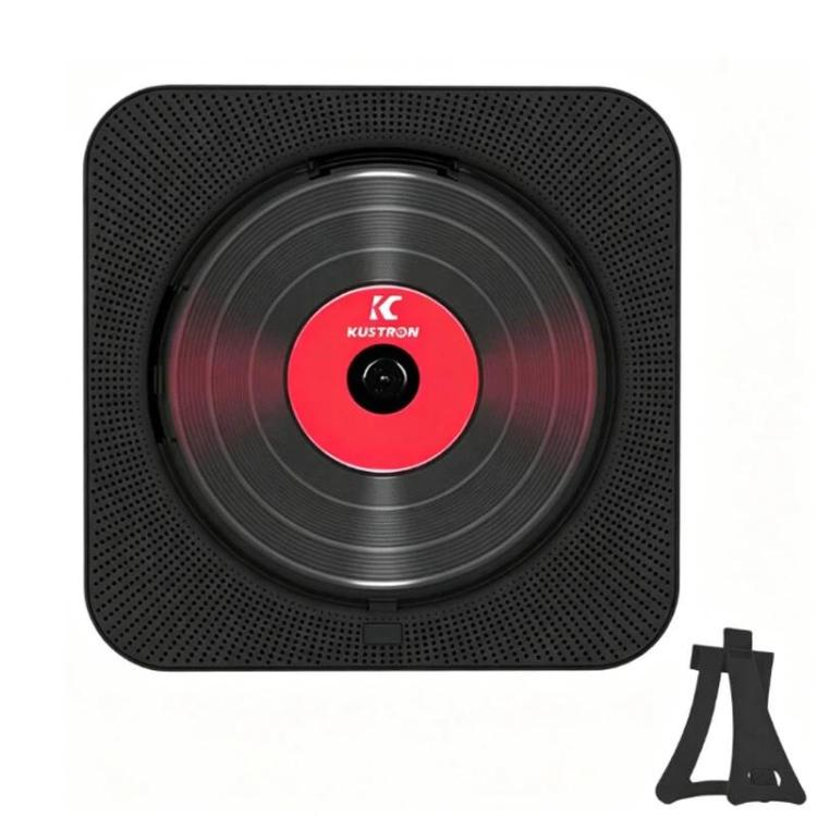 KUSTRON Home Wall-Mounted Rechargeable CD Player Bluetooth Speaker Music Player With Cover, US Plug, EU Plug, UK Plug, AU Plug